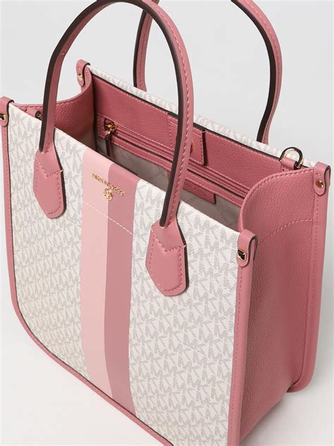 pink and white michael kors tote bag|Michael Kors large pink bag.